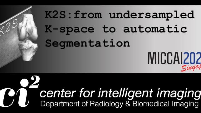 Header image depicting the UCSF Center for Intelligent Imaging (ci2) MICCAI challenge titled "K26: from undersampled K-Space to automatic segmentation"